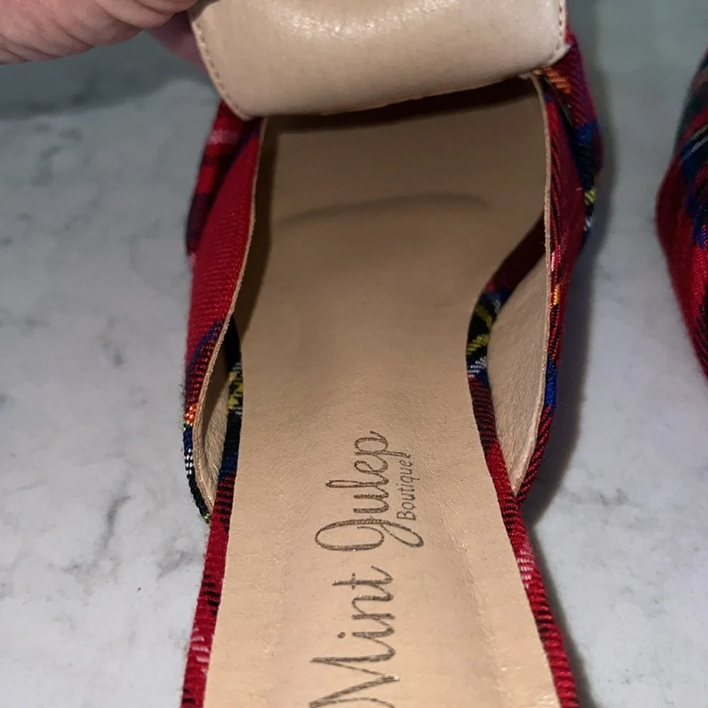 Mint Julep Under The Tree Red Plaid Mules - Picture 7 of 9